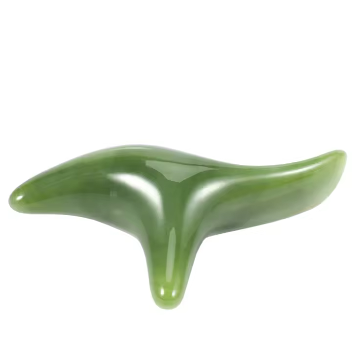 Gua Sha-cera de abeja verde Natural para masaje facial, masajeador de Triple curva, varilla corporal para acupuntura de pies, palo de masaje, herramienta de salud - 1