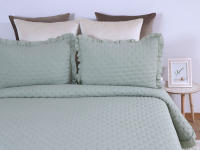 Colcha Bouti Napoli Verde con Volantes y Cojines Incluidos Miracle Home - Ligero Acolchado Ideal para Primavera y Verano, Disponible en Colores Crudo, Beige, Verde, Rosa y Gris - Medidas para Cama 90-180 cm - details 6