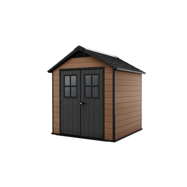 KETER 243409 Caseta de exterior Newton 757 - 228X223,5X252 cm y 4,4m2 - Marrón madera - 1