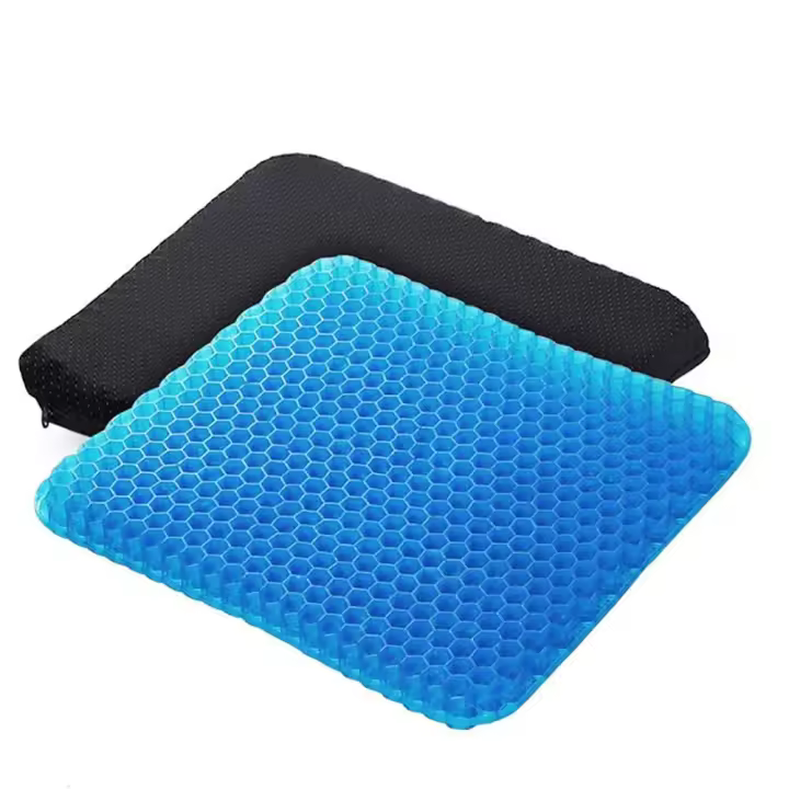 Diseño ergonómico de panal, para aliviar el dolor de espalda y ciática, de Doble grosor, para sentarse durante largos periódicos, ideal para oficin, escritorio, Silla de ruedas y Viajes (Azul) - 1