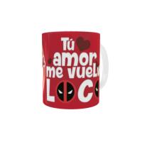 🖤🥴 Taza Deadpool – "Tu amor me vuelve loco" | Cerámica 330 ml 🥴🖤 Desayuno Superheroes Stamina - details 2