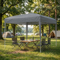 Outsunny Carpa Plegable 3x3 m, Pop-up, Cenador Pabellón de Jardín, Altura Ajustable con Bolsa de Transporte, Tela Oxford 210D Anti-UV, Impermeable, Gazebo para Camping, Fiestas, Exterior, Gris - details 1