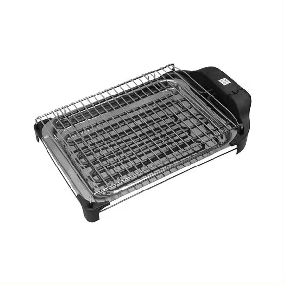 Electrobarbacoa Ambit 2400W, Parrilla a 2 Alturas de 34 x 24 cm, Bandeja Inoxidable - 1