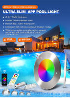 Luz Submarina LED Inteligente Tuya IP68 Acero Inoxidable RGB Ultra Delgada Para Piscina 6W 12W 18W 35W Iluminación Para Baño Y Piscina - details 2