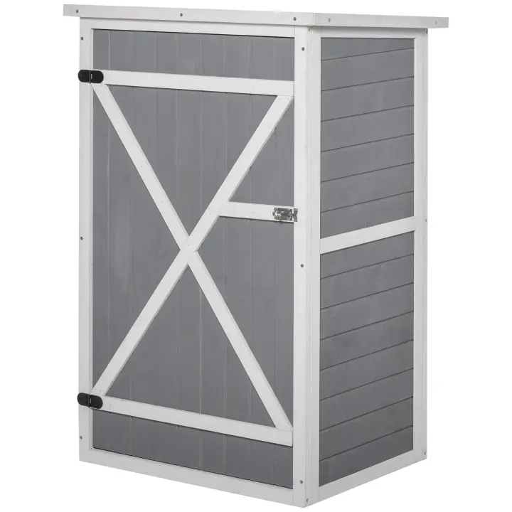 Outsunny Caseta de Jardín de Madera 75x56x115 cm Armario Cobertizo de Exterior para Herramientas con 3 Estantes Interiores Puerta con Pestillo y Techo Asfáltico - 1