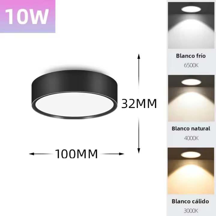 Lámpara De Techo LED Mini Pequeña 220V Luz Directa Montaje En Superficie Para Sala De Estar Dormitorio Color Negro - 1