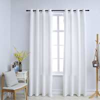 vidaXL 2x Cortinas Opacas con Anillas Metal Crudo 140x225cm Decoración Color Blanco crudo,  Óxido,  Gris y mas - details 0