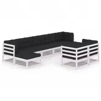 VIDAXL 3077155 muebles para el jardín fabricados en madera maciza con cojines de color blanco y gris vida xl - 1