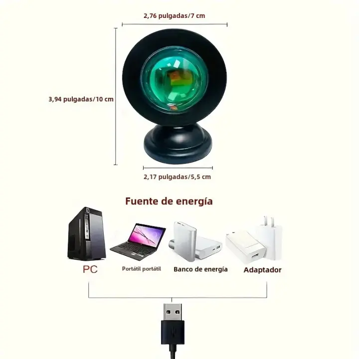 Lámpara De Atardecer - Crea Un Ambiente Soñado Para La Noche Perfecto Para Decoración Del Hogar Y Relajación Luz LED Incluida - 1