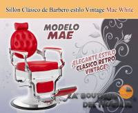 Sillón Clásico De Barbero LBH  Hidráulico Estilo Retro Vintage Con Reposapies Integrado Modelo Mae White - Color Rojo - details 0