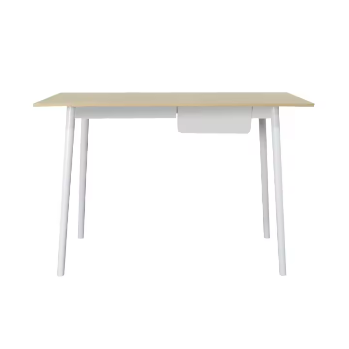 Thinia Home - Escritorio Simplify, Madera, Sala Trabajo o Estudio, Despacho, Oficina, Dormitorio, 1 Cajón, Diseño Nórdico, Dimensiones 110x50x75cm (largo x ancho x alto), Color Blanco/Natural - 1