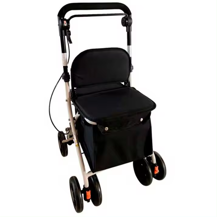 Prim Farma Carro de la Compra con Asiento para Paseo Negro - Función Andador - Plegable - 1