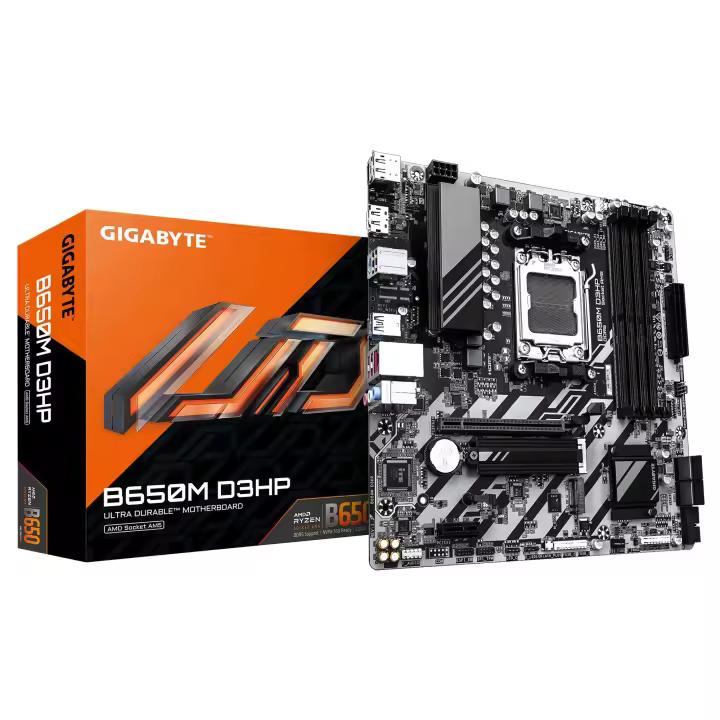 Gigabyte - Placa base B650M D3HP para PC compatible con procesadores AMD Ryzen 7000, soporte DDR4 y diseño robusto para rendimiento estable - 1