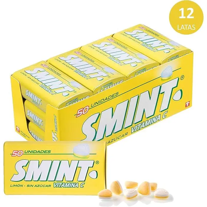 Smint Tin Limon, Caramelo Comprimido Sin Azúcar, 12 unidades de 35 gr (Total 420 gr) - 1