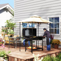Pabellón de Barbacoa con LED 240x150x258 cm Pabellón de Jardín impermeable y retardante de llama, Techo Doble, estante lateral, Pabellón de Jardín con Protección UV, Pabellón de barbacoa Para... - details 3