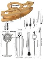 Juego De Barra De Coctelería De Acero Inoxidable Kit De Bartender Con Mezclador De Vino Martini Boston Para Fiesta Bar Tools - details 9