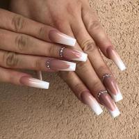 Juego De 24 Uñas Postizas Con Diseño De Flor Y Forma De Coffin Largas Ballerina Frases Francesas Acrílicas Cubiertas Por Encima Para Uñas Artísticas - details 13
