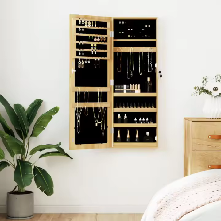 vidaXL Espejo con joyero de pared 37,5x10x106 cm - 1