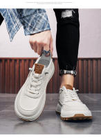 Zapatos Casuales Para Hombre En Cuero Artificial Moda Primavera Comodidad Para Caminar Plataforma Tenis Masculino Con Tobillero - details 1