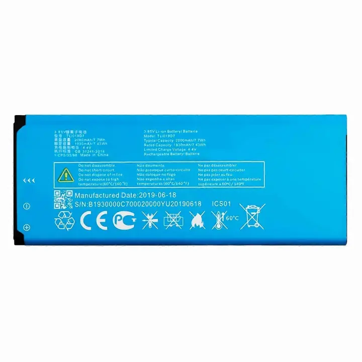 For Alcatel 1 3.85V 2000mAh Li-ion Battery Assembly Part (Encode: TLi019D7) (without Logo) - 1
