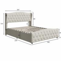 Cama tapizada capitoné con somier de láminas y almacenamiento hidráulico, terciopelo, doble, 140x200 cm / 160x200 cm - details 1
