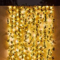 Lámpara De Cadena Solar De Hojas Artificiales Y Flores Para Decoración De Jardín Y Bodas Fiesta Exterior Puerta Cortina - details 3