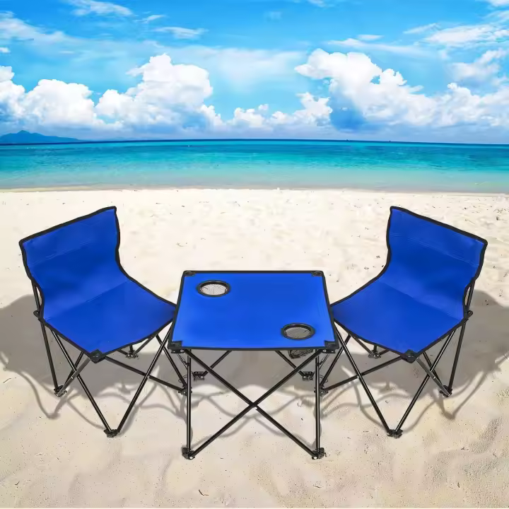 Juego De Mesa Y Sillas Plegables para Acampar con Bolsa de almacenaje, Silla Plegable De 2 Piezas con Mesa Plegable Liviana De 1 Pieza para Pescar Picnic y Barbacoa - 1