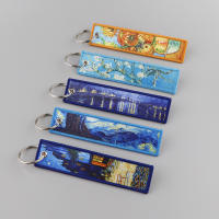 Llavero De Bordado Con Pintura De Van Gogh Llavero De Moto Coche Mochila Regalo Para Hombres Y Mujeres Estilo Trendy - details 2