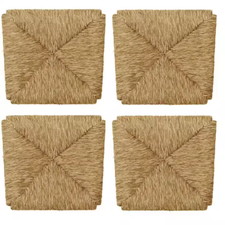 Mediawavestore - Asiento de Repuesto para Silla Arte Povera con Paja de Río - Juego de 4 Piezas - 1