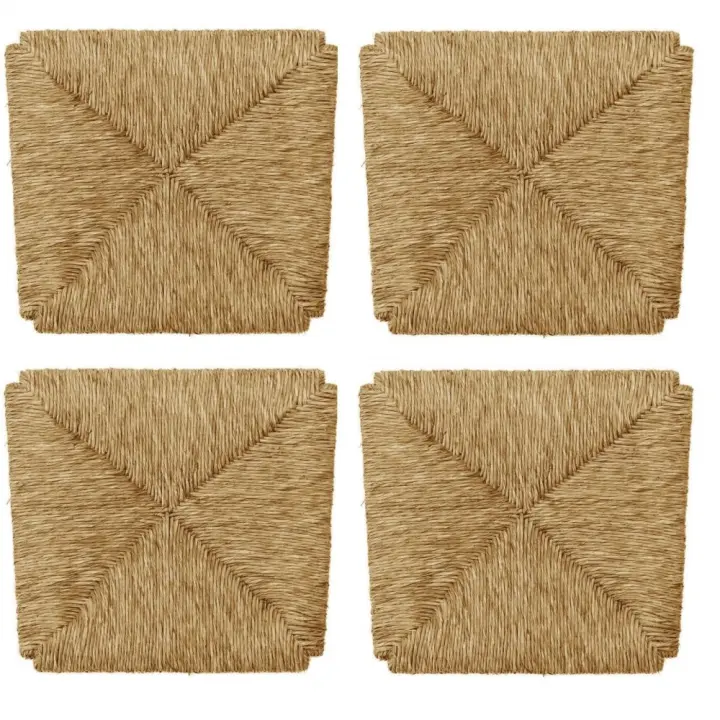 Mediawavestore - Asiento de Repuesto para Silla Arte Povera con Paja de Río - Juego de 4 Piezas - 1