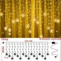 Luces LED De Navidad Con Forma De Copo De Nieve Y Escarcha Para Cortina Impermeables De Fairy Colocables En Conexión Con Ondas Para Fiesta De Vacaciones - details 2