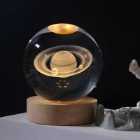 Lámpara De Noche 3D Cristal Sférico De Luna Con Astronauta Y Sistema Solar Grabado Con Láser Regalo De Cumpleaños Decoración De Galaxia - details 13