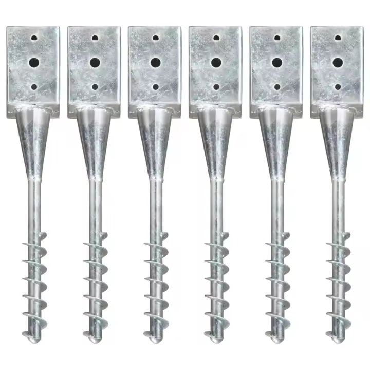 vidaXL Picas de tierra 6 unidades acero galvanizado plateado 9x9x56 cm - 1