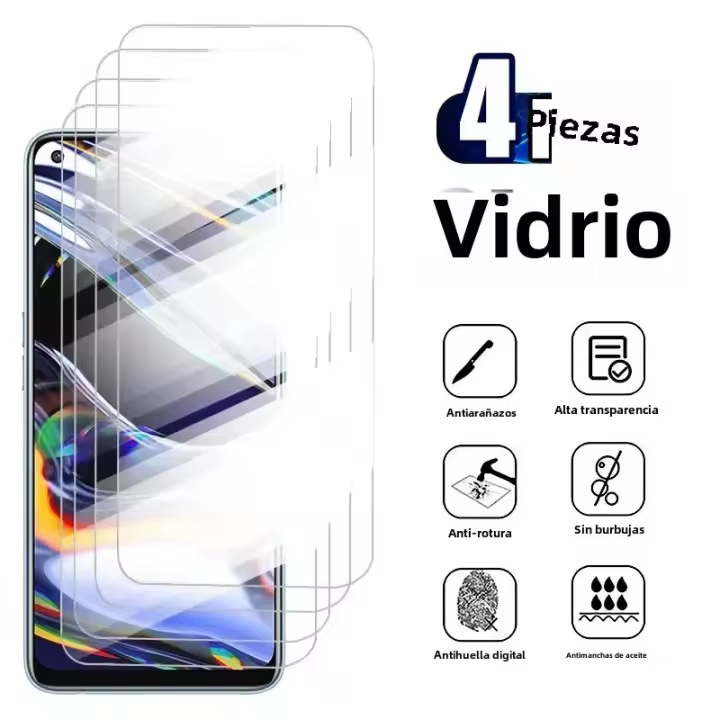 Protector De Pantalla De Vidrio Templado Para OPPO Reno4 Z 8 Narzo 30 50 F21 Q3S 10 pro 4G 5G Pack De 4 Piezas - 1