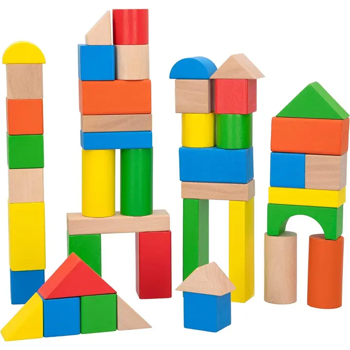 WOOMAX - Juego de construcción madera, Bloques de madera para niños +18 meses, Madera 100% sostenible y biodegradable - 1