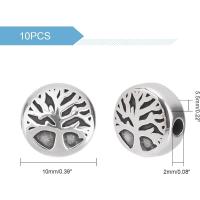 10pcs Cuentas Redondas Planas Con Árbol De La Vida De Acero Inoxidable 304 Para Fabricación De Joyas Agujero: 2mm - details 3