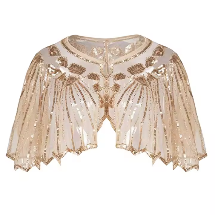 Chal FLAPPER de los años 20 para Mujer, Chales y envolturas con Cuentos de entajuela para vestidos de Noche, Fiesta, Bodas, formales y De Noche - 1