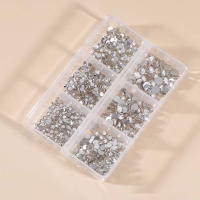 Juego De Uñas Con Cristales AB De Tamaños Variados Rhinestones De Fondo Plano Y Diamantes Transparentes Para Decoración De Uñas DIY - details 1