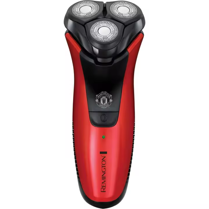 Remington Afeitadora Power Series Aqua Plus PR1355 Manchester United Edition -cuchillas de acero y Comfort Trim, tecnología Active Contour, cabezal Comfort Pivot, resistente al agua, duración 40 min, recarga de 4h, led de carga, toalla - 1