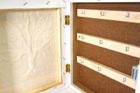 Cuadroexpres - Caja-Armario para Llaves, para Colgar en La Pared, 26x31x6 cm, Pintado a Mano, Abstracto en Plata y Blanco, con Relieve, 100% Original, Tornillos y Tacos incluidos, Con 9 Ganchos + 6 incluidos para colocar. - details 2