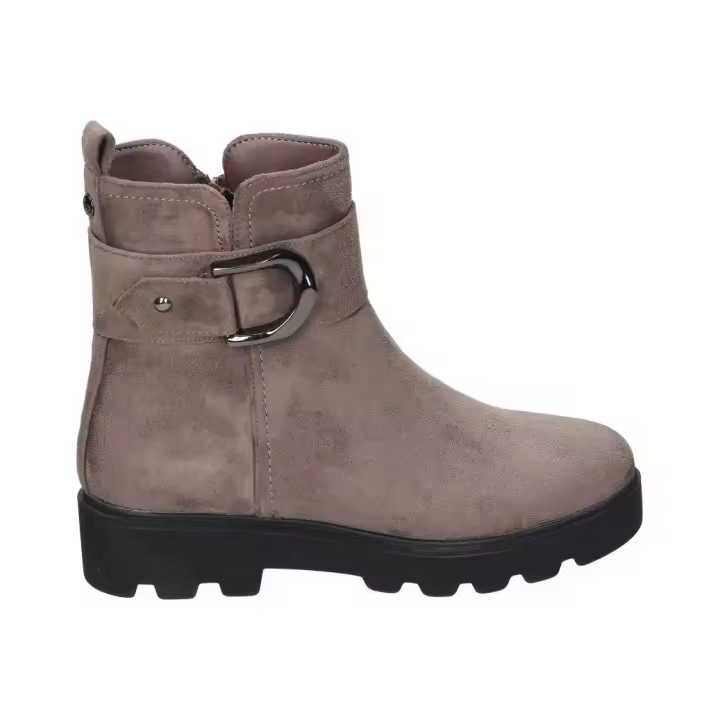 AMARPIES | Botines Planos Amarpies para Mujer – Botines Cómodos en Color Taupe – Botín con Cremallera y Hebilla – Estilo Casual– Polipiel – Combinable – Alta Calidad – Modelo AZS27215 - 1