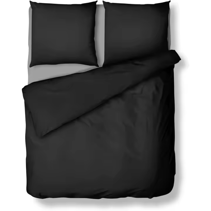 Juego de cama de 3 piezas liso negro 1 funda nórdica 200x200 + 2 fundas de almohada 80x80 con cremallera YKK 110g/m² Refuerzo de microfibra suave y esponjosa antiarrugas para cama de matrimonio de verano - 1