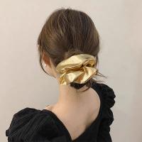 Scrunchies De Metal Plateado Tamaño Medio Cinta Elástica Para El Cabello Accesorios Para Mujer Headwear Diario Moda Femenina - details 12