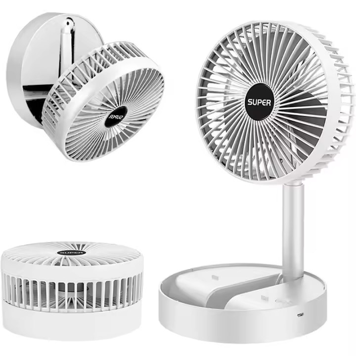 Ventilador Portátil De Piso Con Telescopicidad Y Recargable 3 Velocidades Silencioso Ajustable Altura USB 6 Pulgadas - 1
