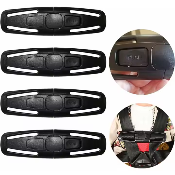 Clip para cinturón de seguridad de coche Cinturón de seguridad para niños y abrazaderas de clip para correa de pecho de bebé y clip para cinturón de seguridad de asiento de coche para asientos 4 piezas - 1