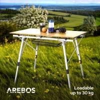 AREBOS Mesa de camping 90 x 51,5 cm mesa rodante aluminio mesa plegable exterior - details 10