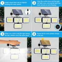 Luces Solares Exteriores Con Sensor De Movimiento 4 Cabezas Luz De Pared Remota Impermeable Para Iluminación De Callejeras Patio Jardín Garage - details 0