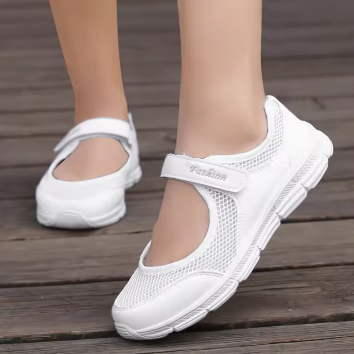 Zapatos Casuales De Verano Para Mujer Tenis Portátiles Suaves Con Suela Baja Cierre Slip-on Transpirables Blancos - 1