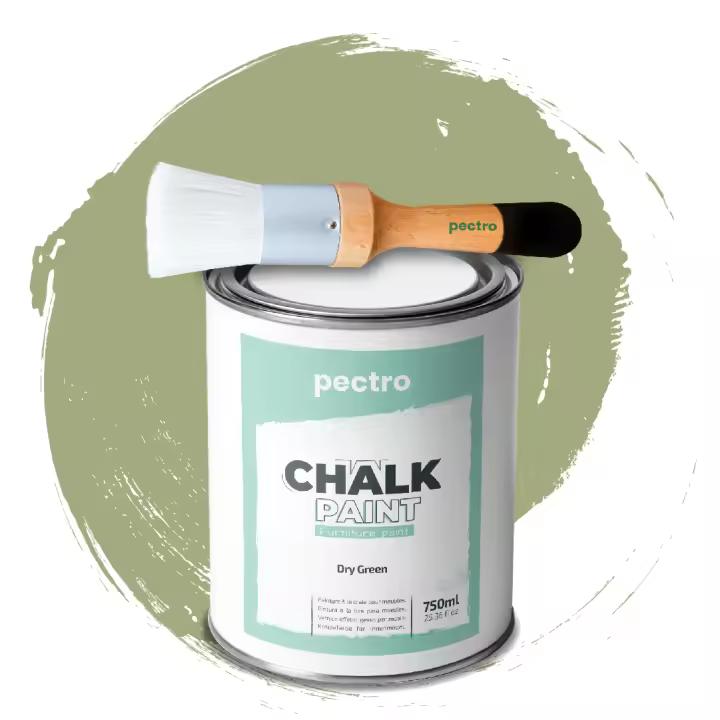 PECTRO Pintura a la Tiza para Muebles 750ml + Brocha de madera especial Pack - Pintura para Muebles sin lijar - Chalk Paint - 1