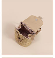 Mochila De Paja Estilo Feminino Para Verano Bolso De Hombro Viaje Playa Hecho a Mano Para Mujer Regalo Material Principal Poliéster - details 0